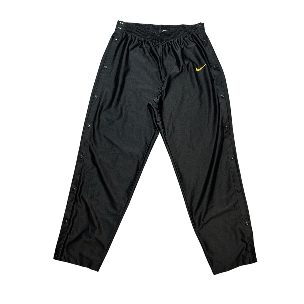 Vtg Nike Pants Snap Button Break Away Shiney Black Dazzle Y2K Basketball Men 2XL